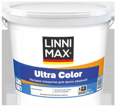 Краска интерьерная моющаяся LINNIMAX Ultra Color белая 9 л Краска интерьерная моющаяся LINNIMAX Ultra Color белая 9 л