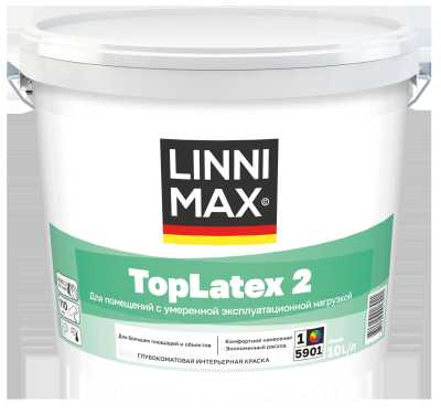 Краска интерьерная моющаяся LINNIMAX TopLatex 2 белая 10 л Краска интерьерная моющаяся LINNIMAX TopLatex 2 белая 10 л