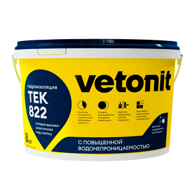 Гидроизоляционная мастика Vetonit Weber.Tec 822 розовая, 8 кг